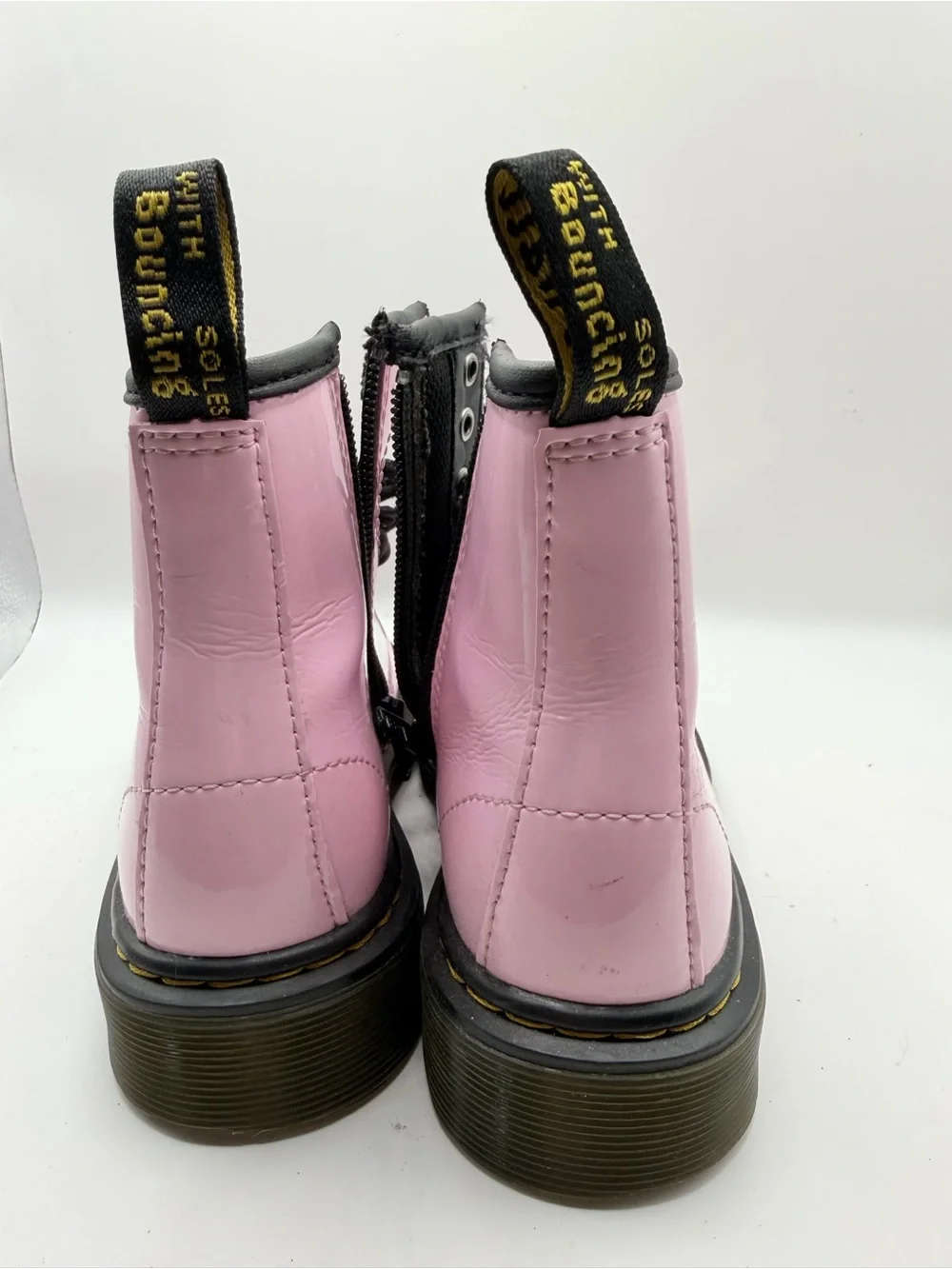 Dr. Martens Pink Lace-Up Kids Boots with Black Trim